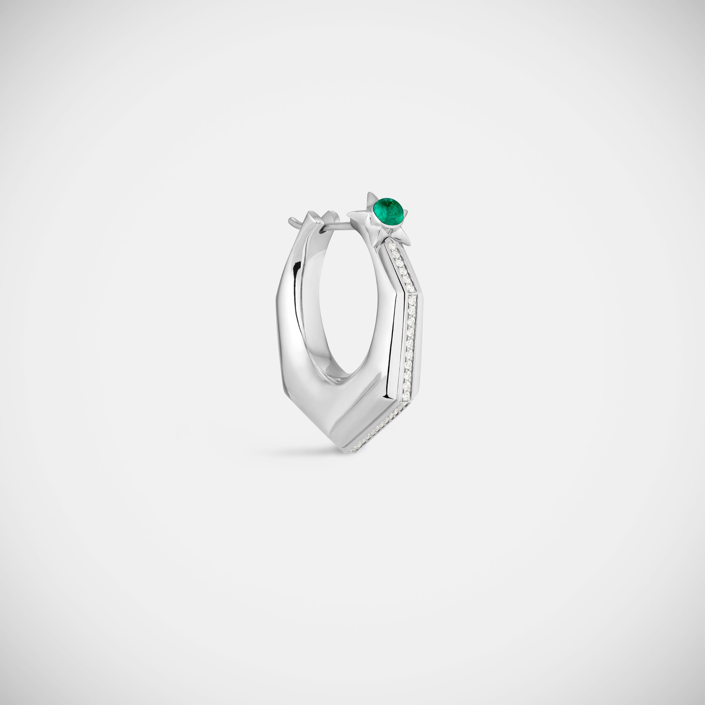 Marie Lichtenberg Staging Earring Baba Large Emerald Earring White Gold