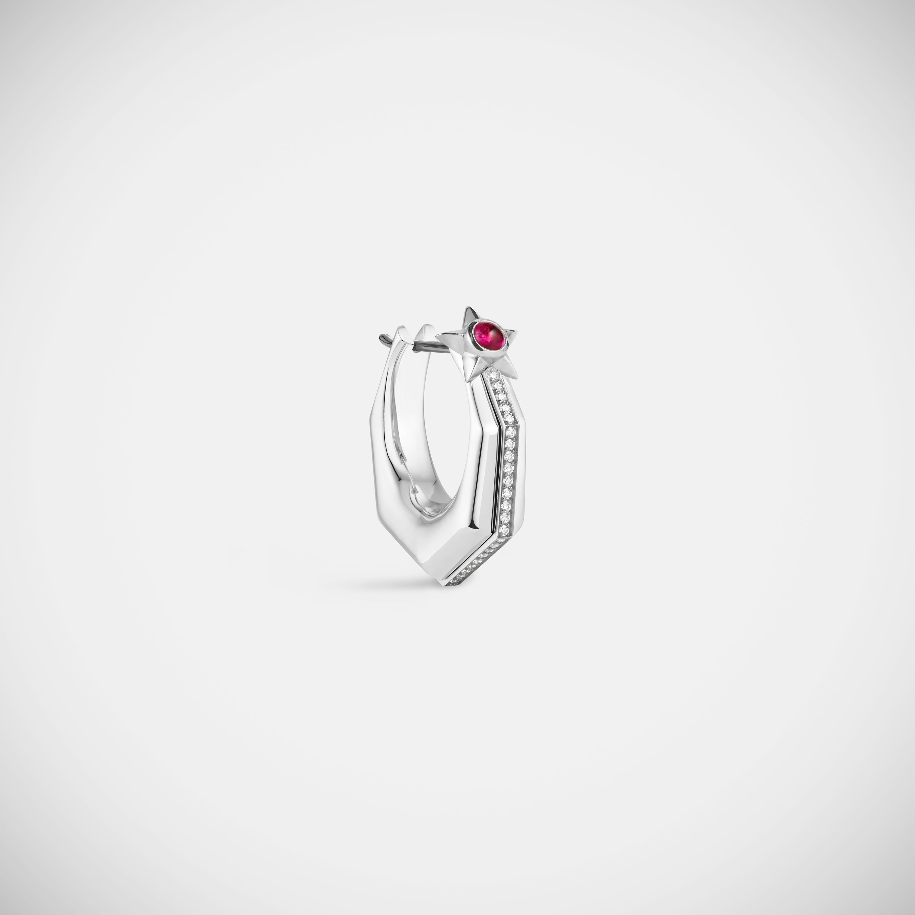 Marie Lichtenberg Staging Earring Baba Medium Ruby Earring White Gold