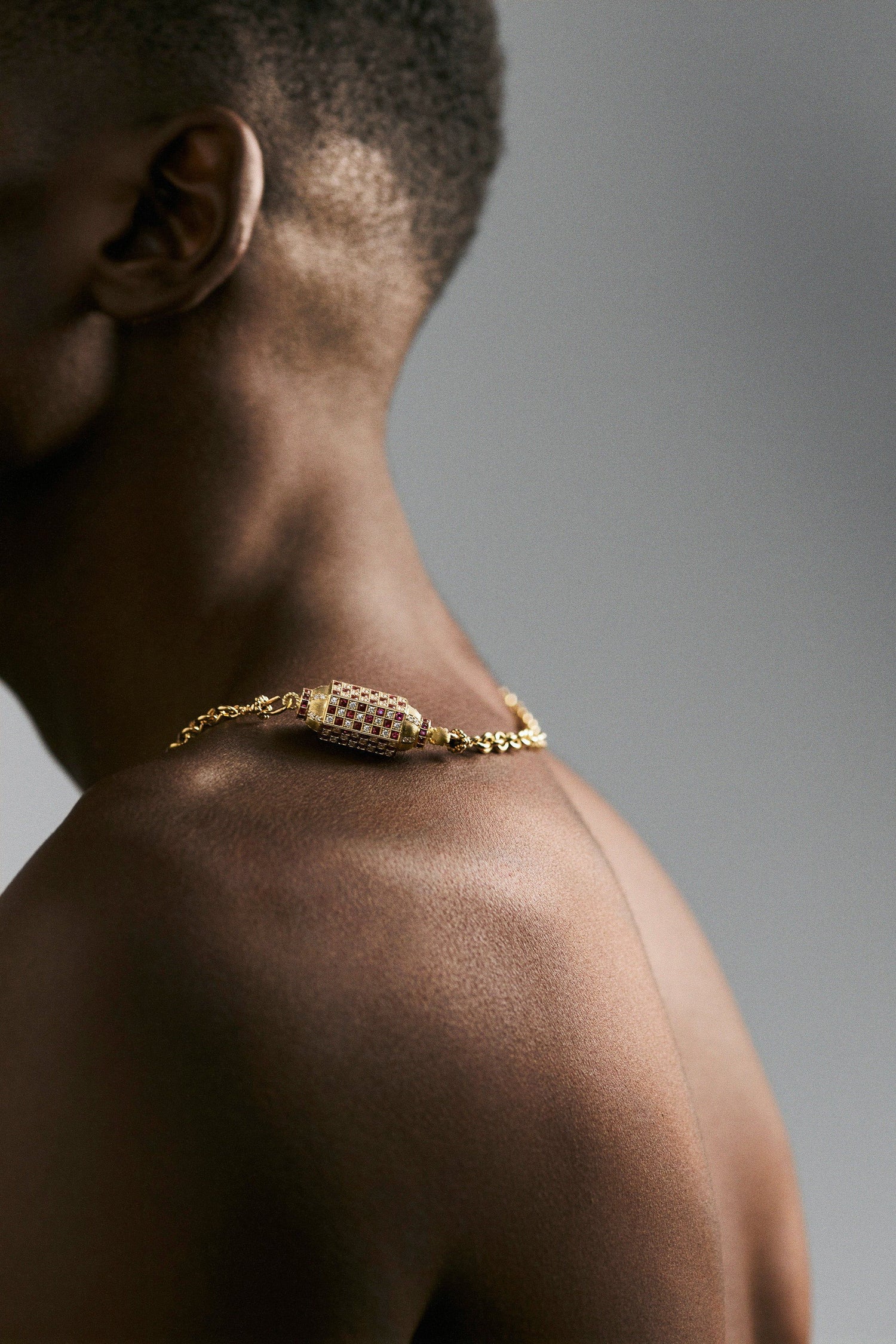 Marie Lichtenberg Staging Locket Check Ruby Locket on Rosa Classic Chain