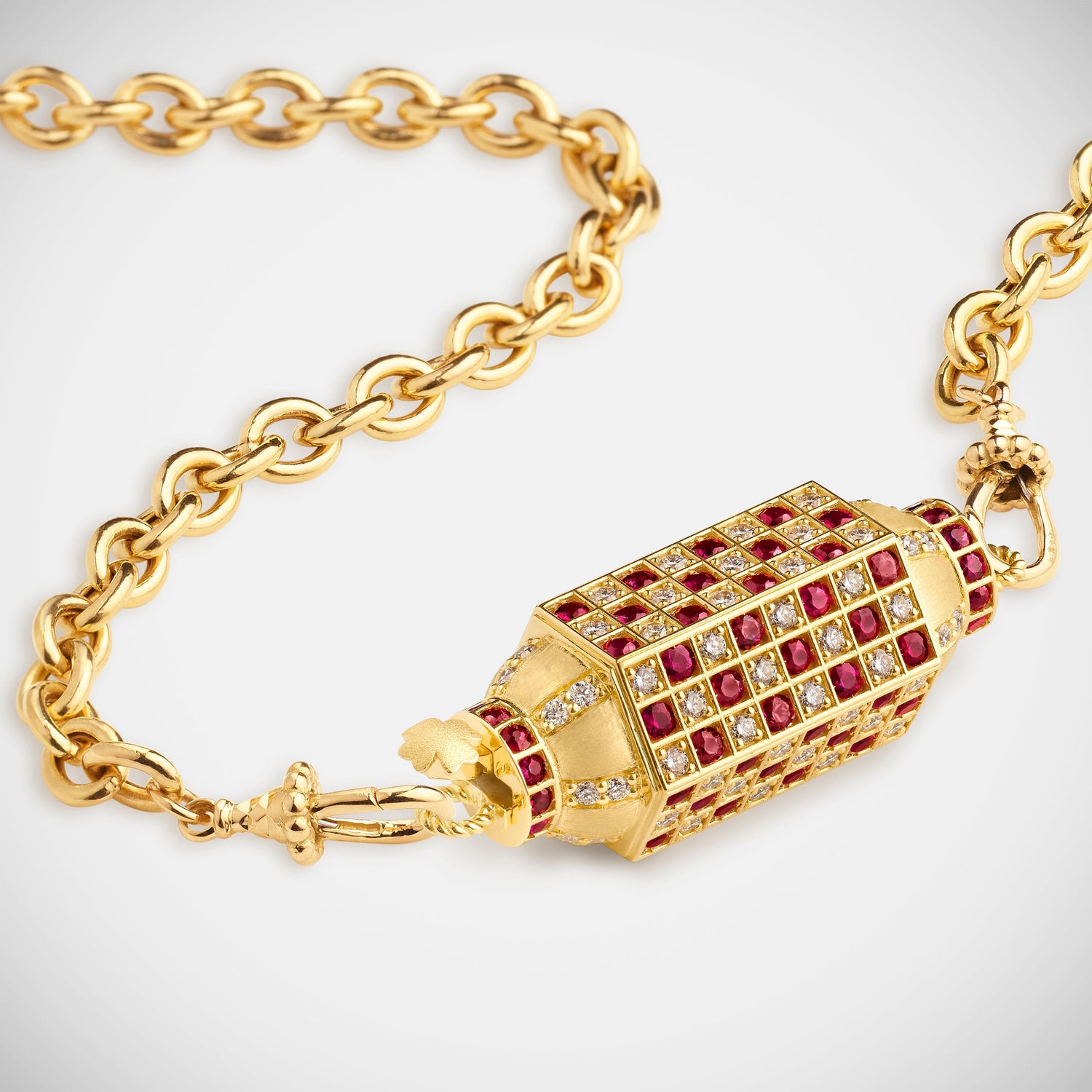 Marie Lichtenberg Staging Locket Check Ruby Locket on Rosa Classic Chain
