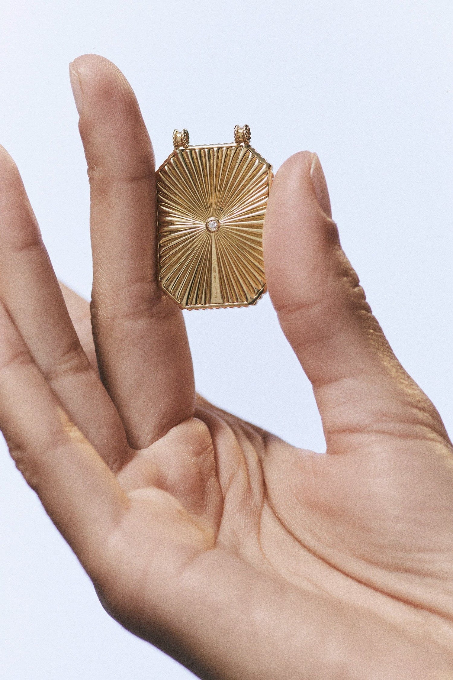 Marie Lichtenberg Staging Scapulaires Check Ruby Scapular on Rosa Classic Chain