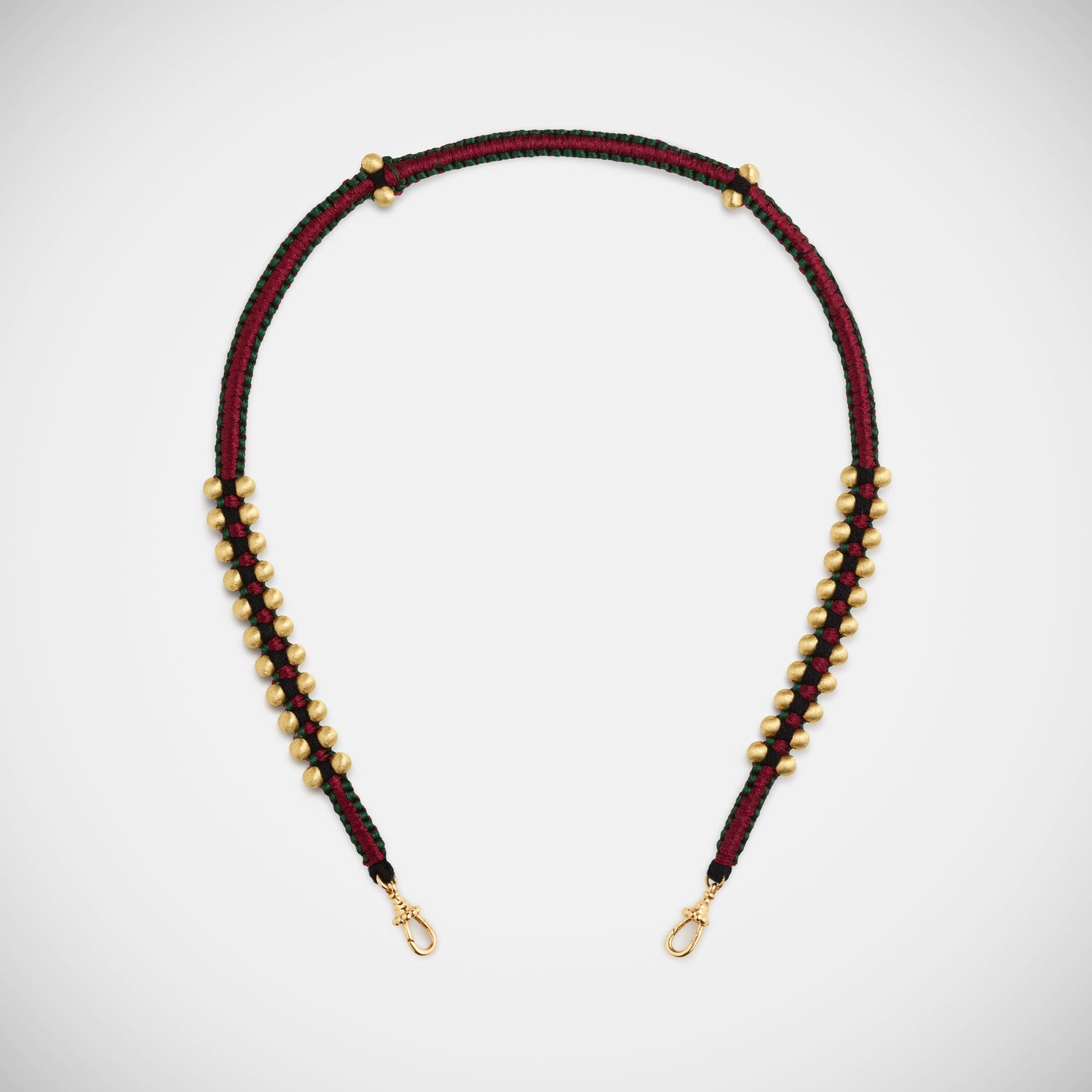 Marie Lichtenberg Staging Link Ica Coco Gold Beads Burgundy and Green 35cm