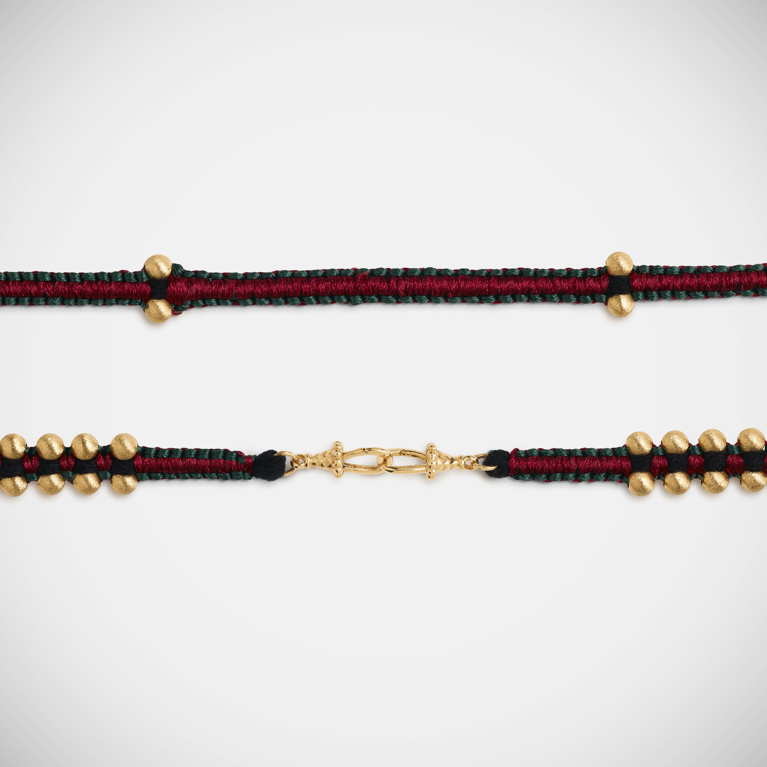 Marie Lichtenberg Staging Link Ica Coco Gold Beads Burgundy and Green 35cm