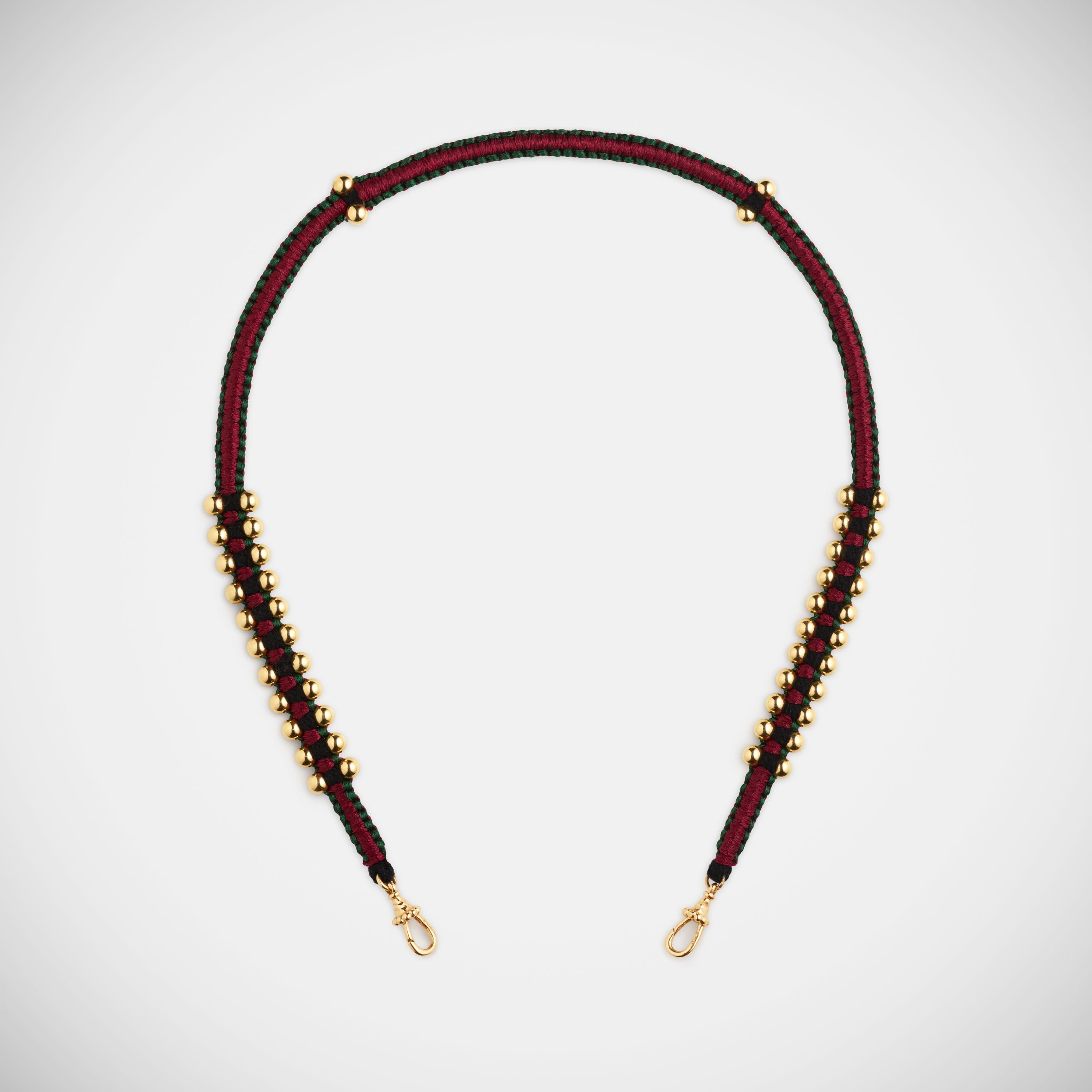 Marie Lichtenberg Staging Link Ica Polished Gold Beads Burgundy and Green 35cm