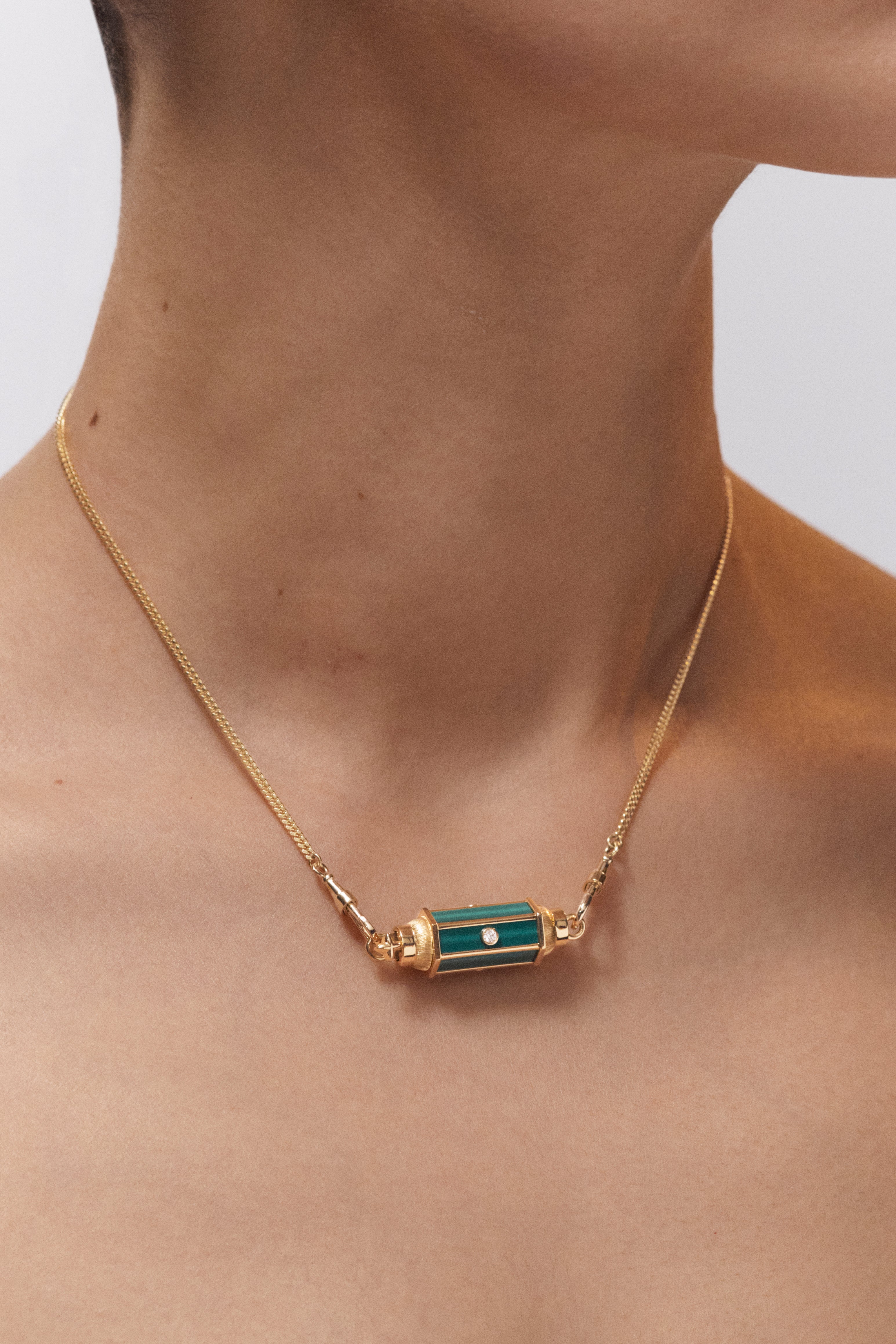 Marie Lichtenberg Staging Baby locket Malachite baby locket Necklace