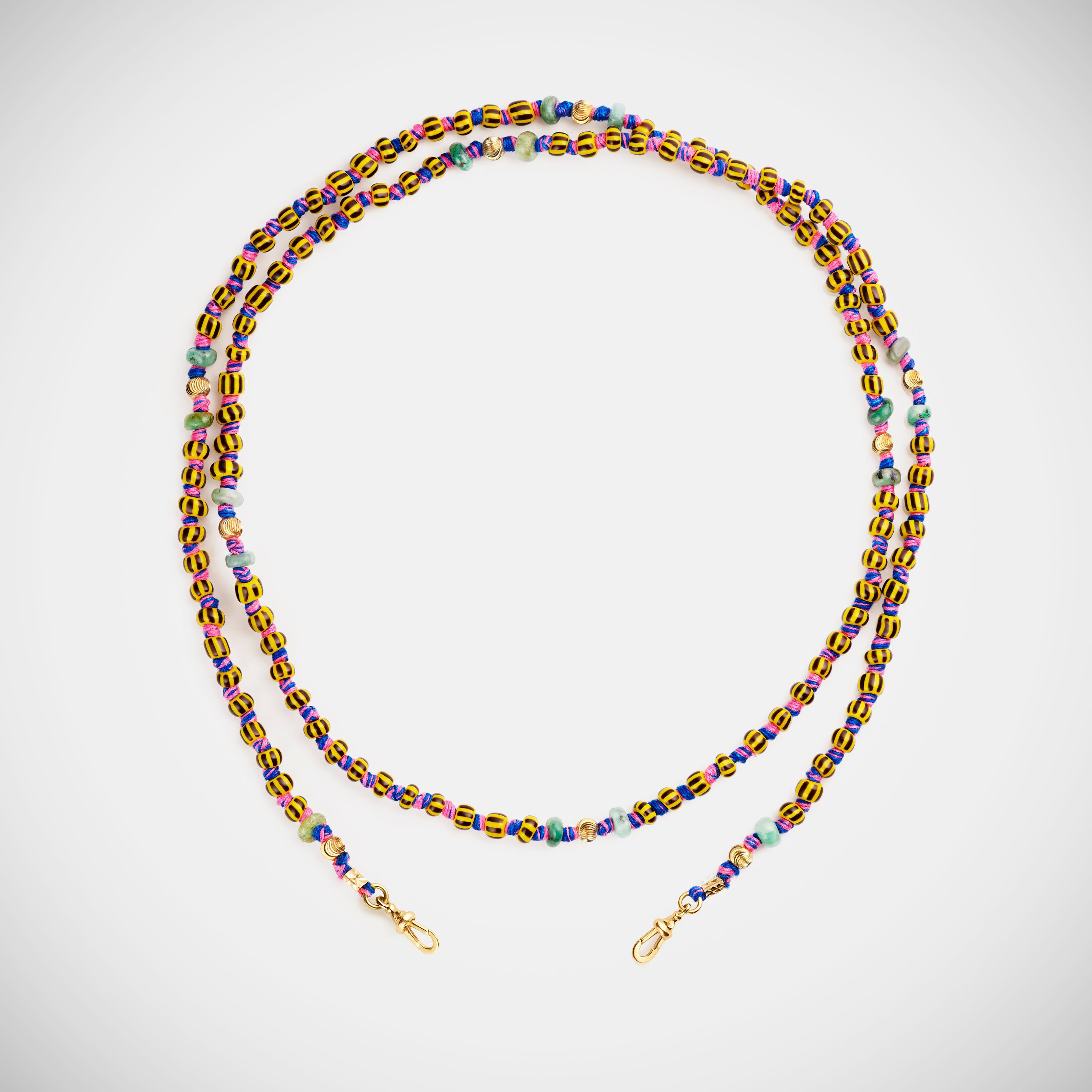 Marie Lichtenberg Staging Link Mauli beads ghana yellow & black 73cm