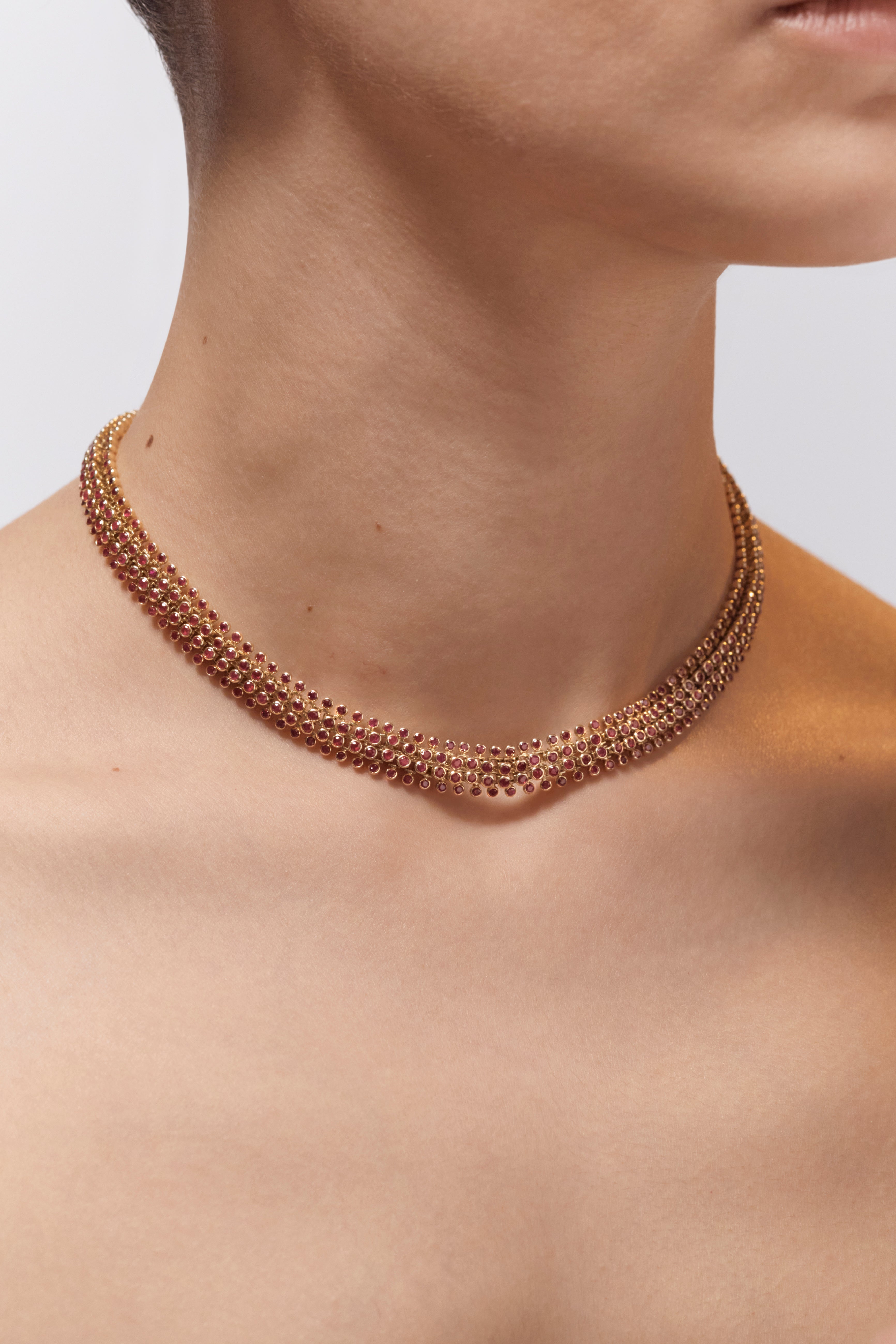 Marie Lichtenberg Staging Chain Mesh Ruby Rivière 37cm