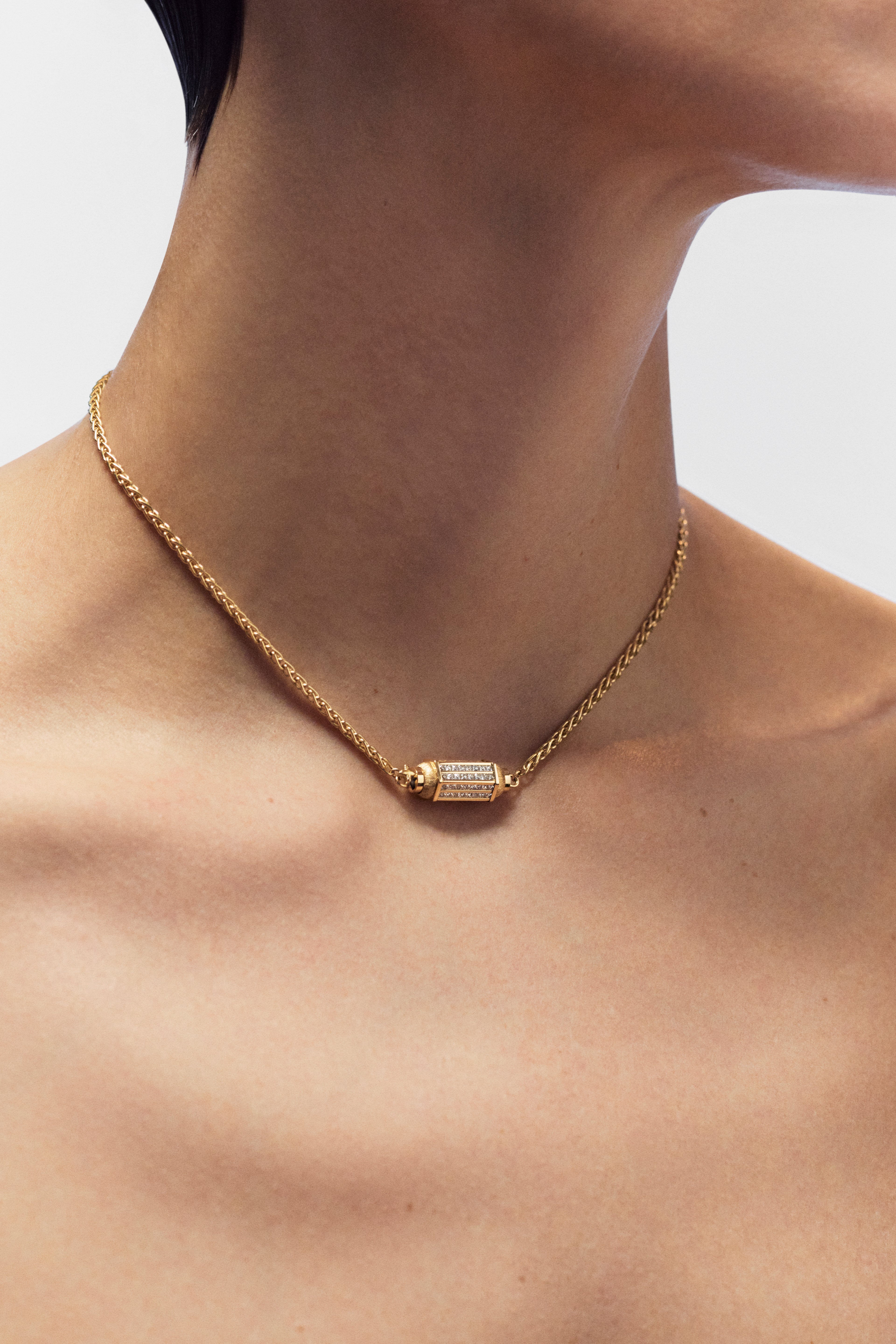 Marie Lichtenberg Staging Baby locket Micro coco Paved Diamonds locket necklace